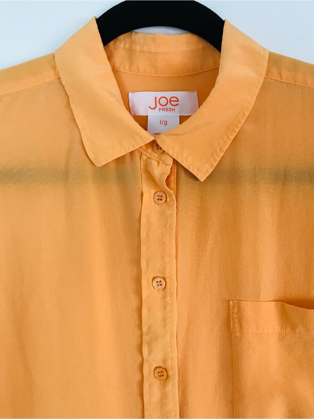 Joe Fresh Orange Silk Long Sleeve Button Down Shirt